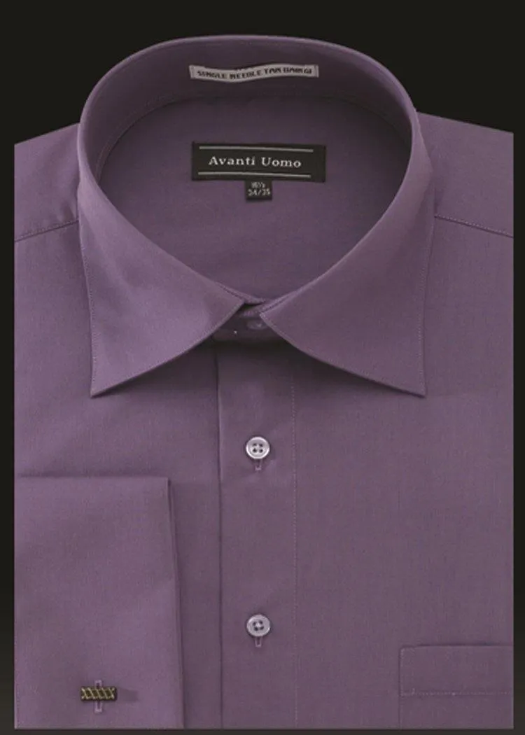 Men's French Cuff Dress Shirt Spread Collar- VIOLET