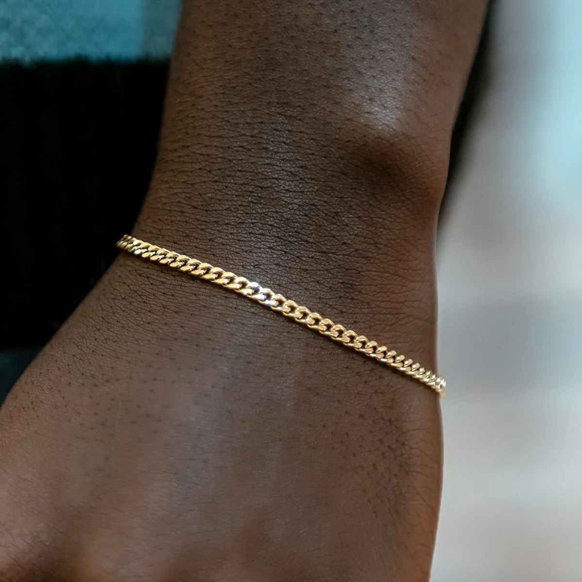 Micro Cuban Bracelet in Yellow Gold- 3mm