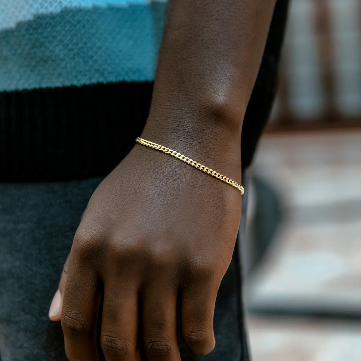 Micro Cuban Bracelet in Yellow Gold- 3mm