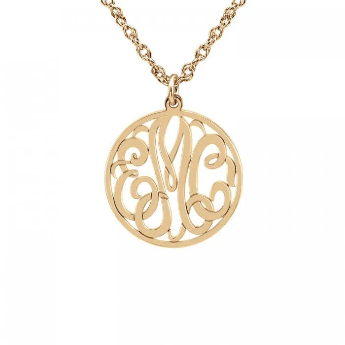 Mini Script Halo Monogram Necklace