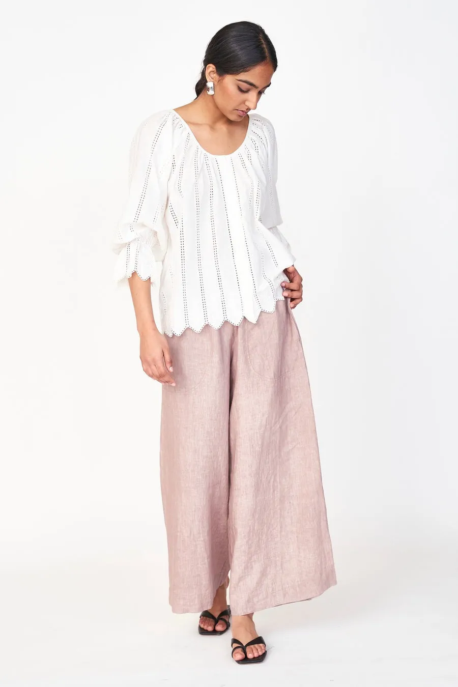 Mirth Seville Top in White Vine Eyelet