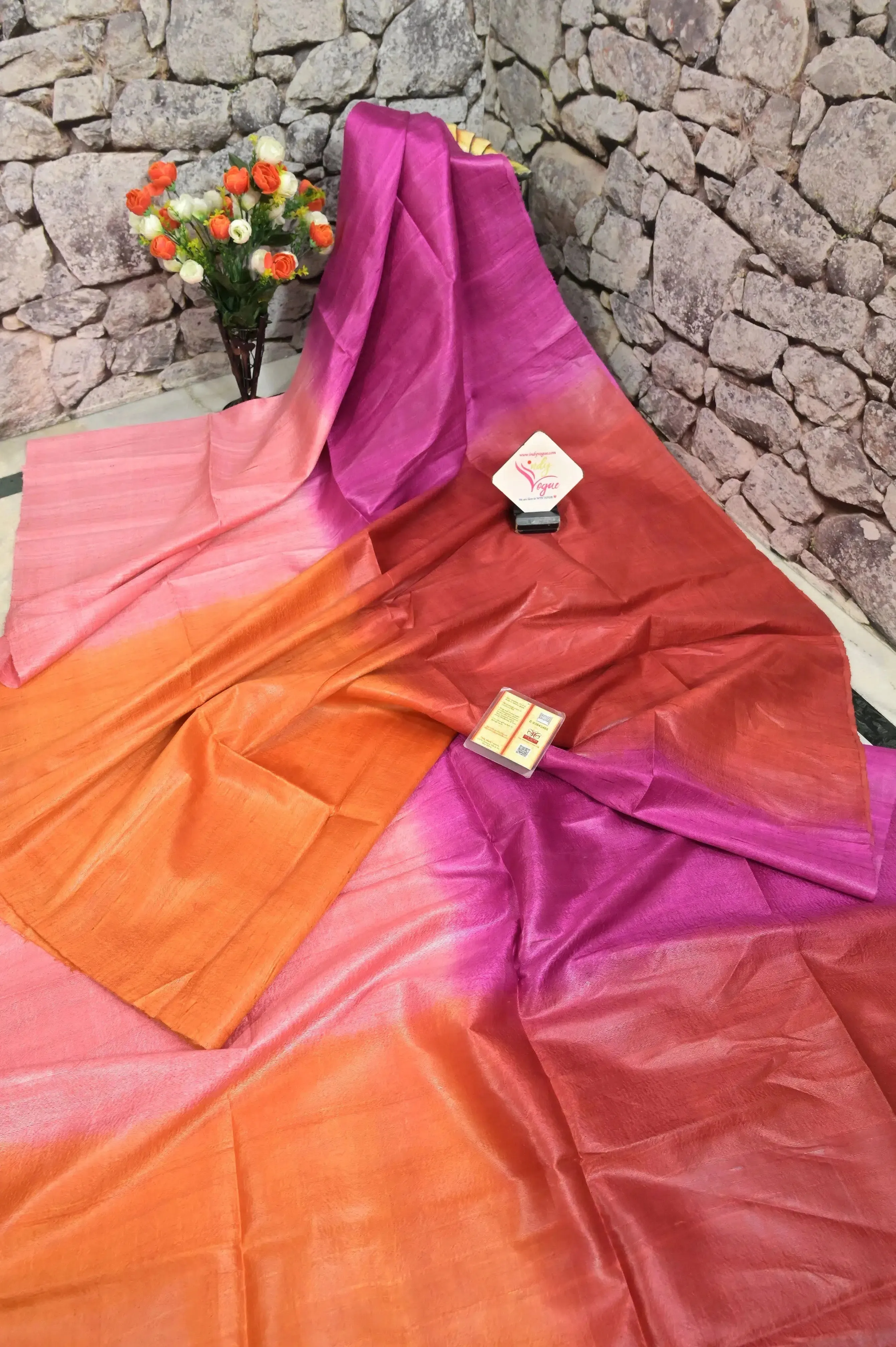 Multicolor Raw Silk Saree