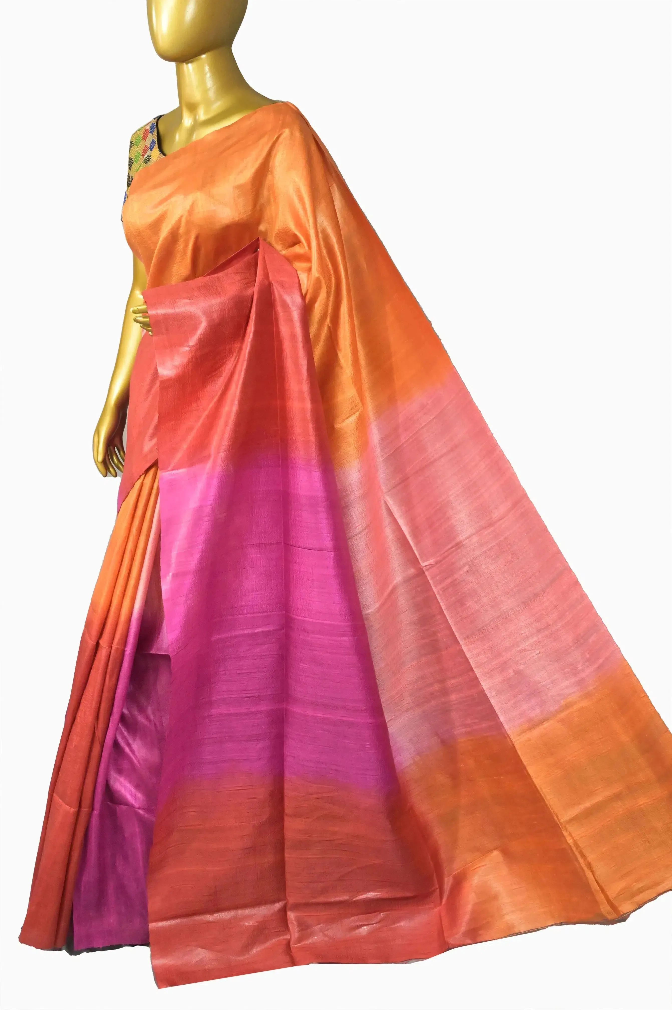 Multicolor Raw Silk Saree