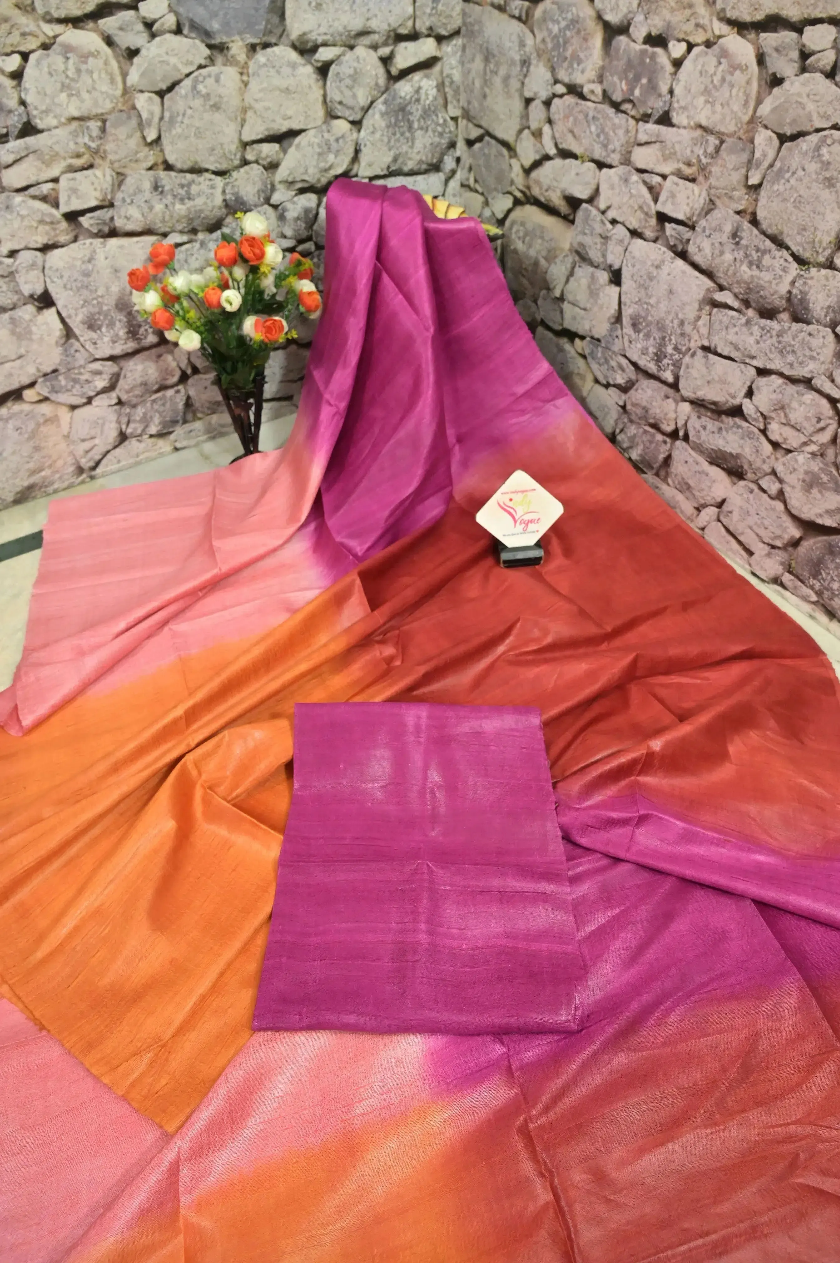 Multicolor Raw Silk Saree