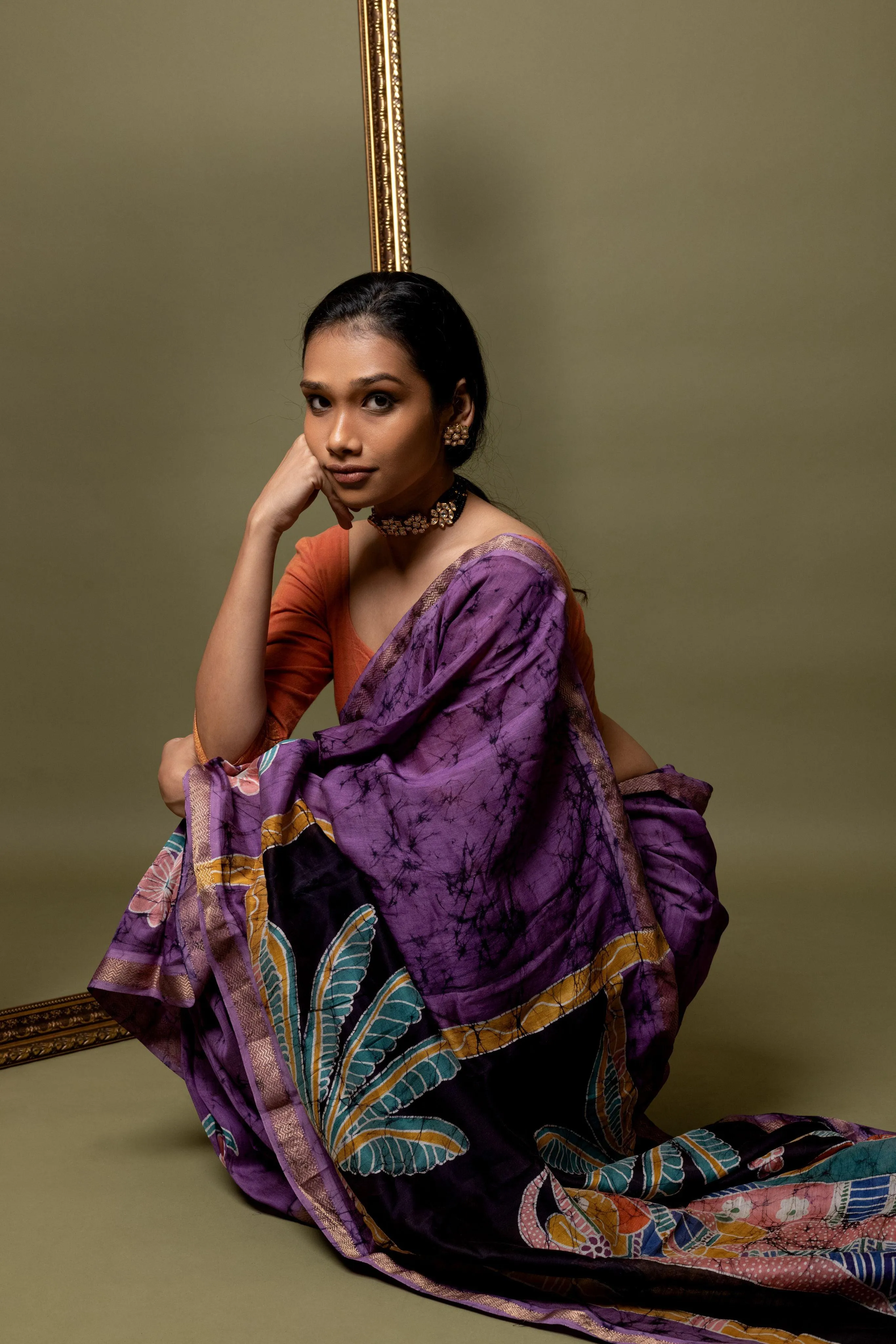 Narmada - Bageecha Batik Phad Maheswari saree