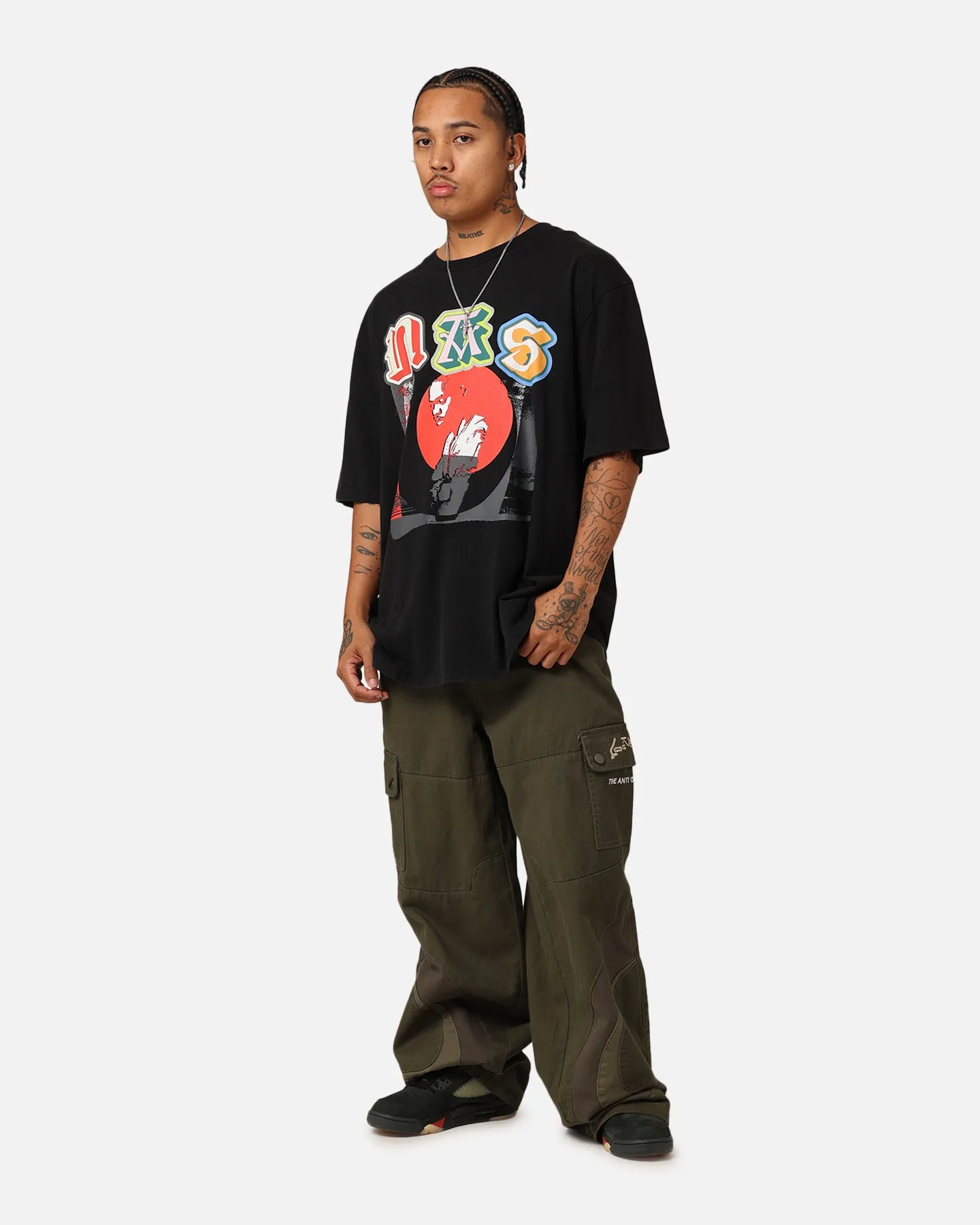 Nas Multicoloured Logo T-Shirt Washed Black