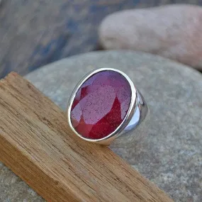 Natural Red Ruby Gemstone Ring - Solid Sterling Silver Ring, Ruby Jewelry, Nickel Free