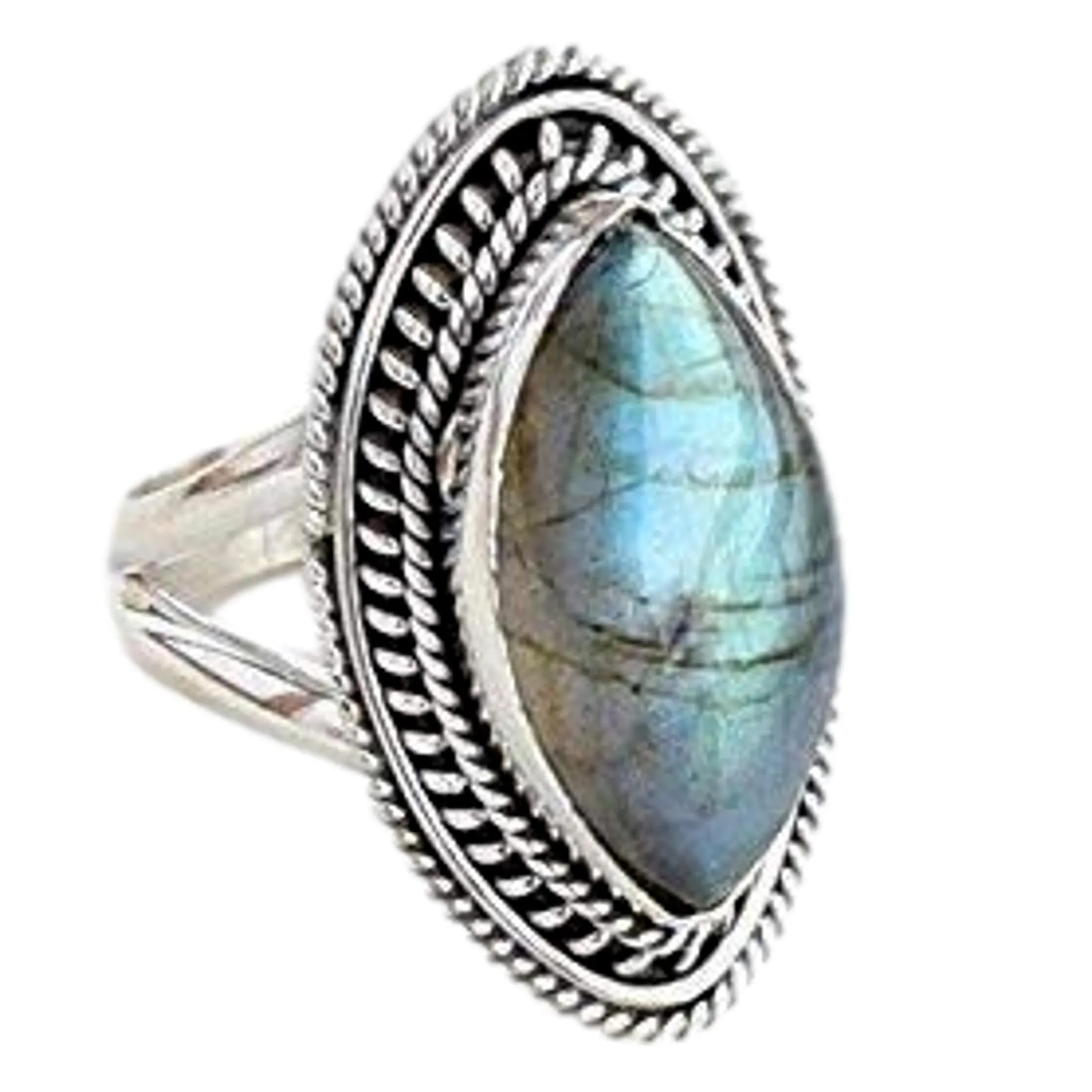 Navya Craft Labradorite 925 Solid Sterling Silver Handmade Ring Size 3-13 US