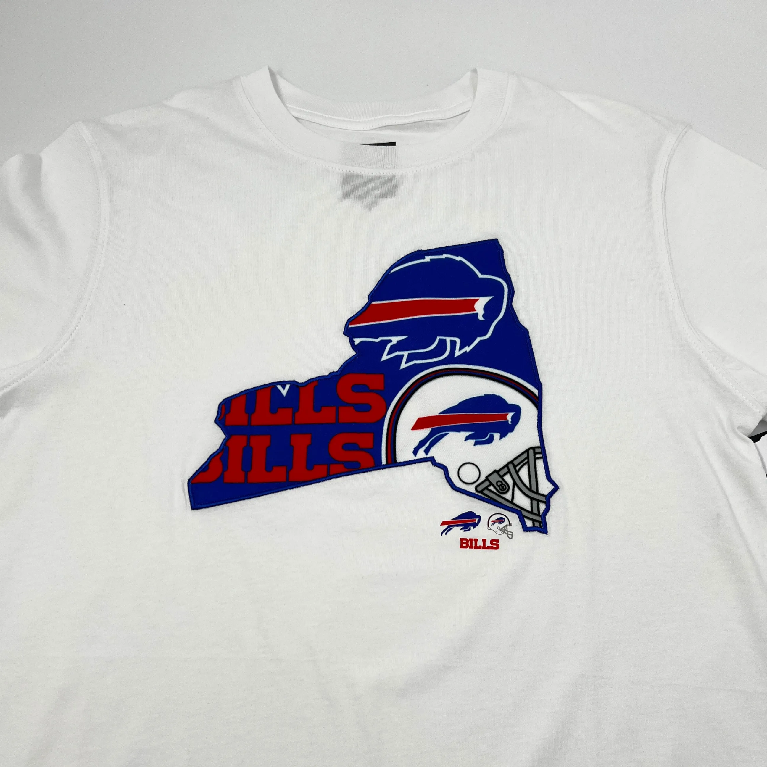 New Era Bills With Embroidered NYS Patch White Short Sleeve Shirt