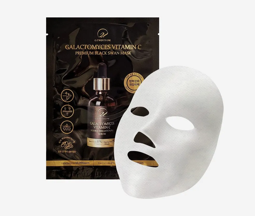 O21 Galactomyces VitaminC Premium Black Swan Masks 10 Sheets Facial Skincare