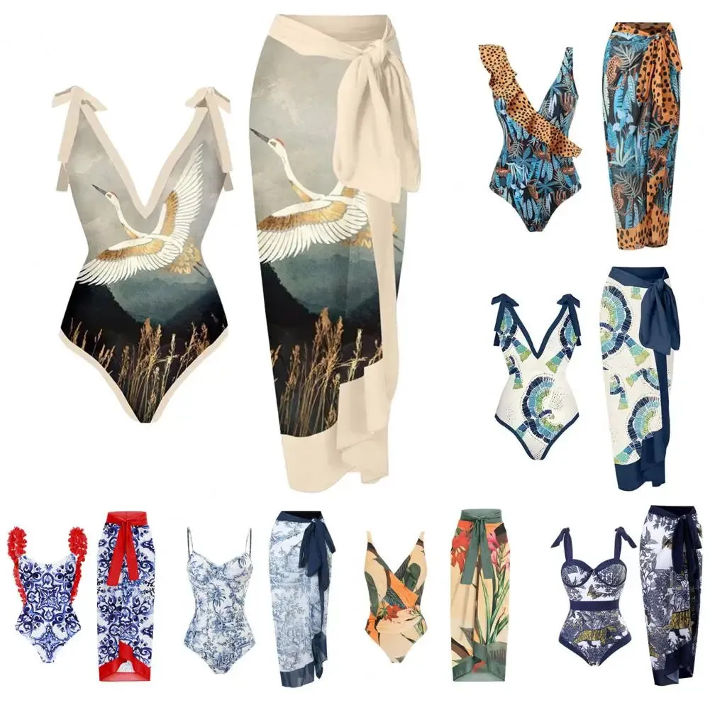 Palm Paradise Badeanzug und Strandüberzug, Sarong-Set