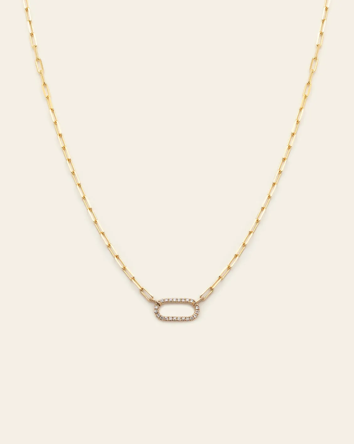 Pave Link Necklace - 14k Solid Gold