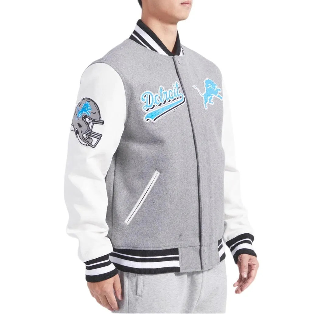 Pro Standard Detroit Lions Varsity Jacket (Heather Grey/White)