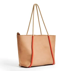 Project Dyad || Almond / Lobster Red Inner small pocket Zipper Tote Bag