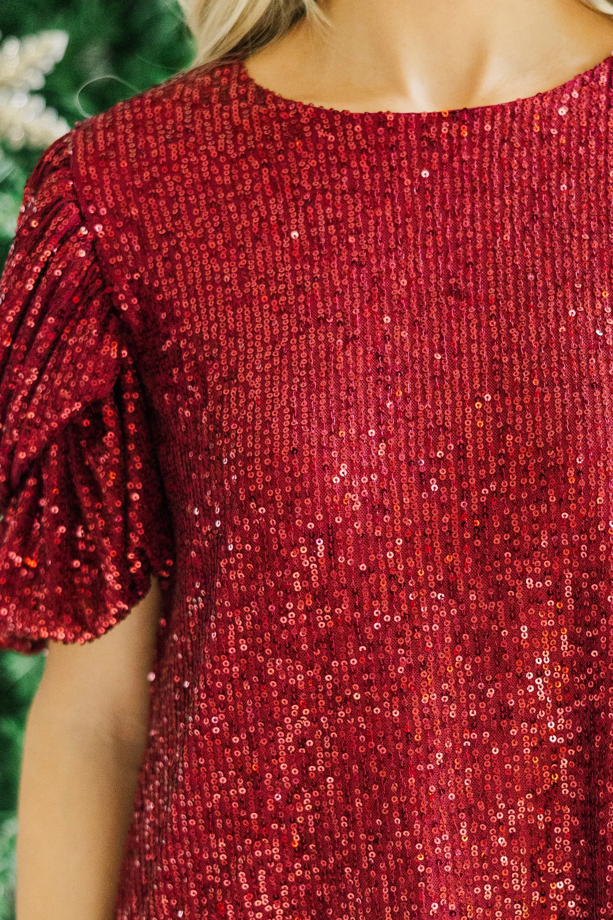 Ready To Shine Wine Red Sequin Blouse