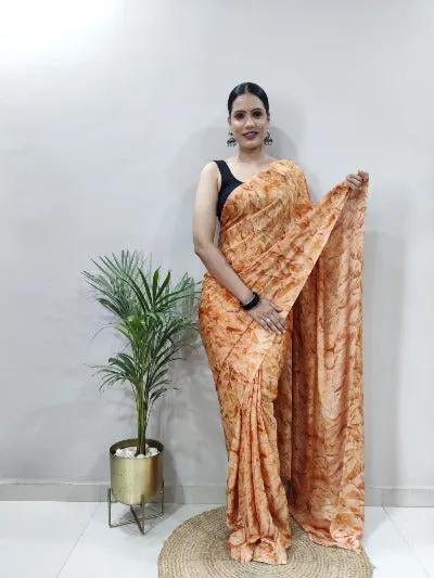 Ready to Wear 1 Min Chiffon Stitched Readymade Sari