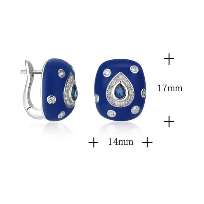 Retro Shinning Blue Sapphire Earrings- 925 Sterling Silver