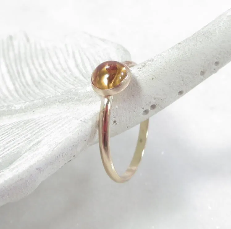 Ring Amber Gemstone 1mm Wide Choose Your Metal, Size and Texture