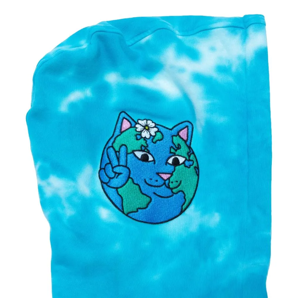 RIPNDIP SAVE THE WORLD EMBROIDERED HOODIE-AQUA GRN TIE DY