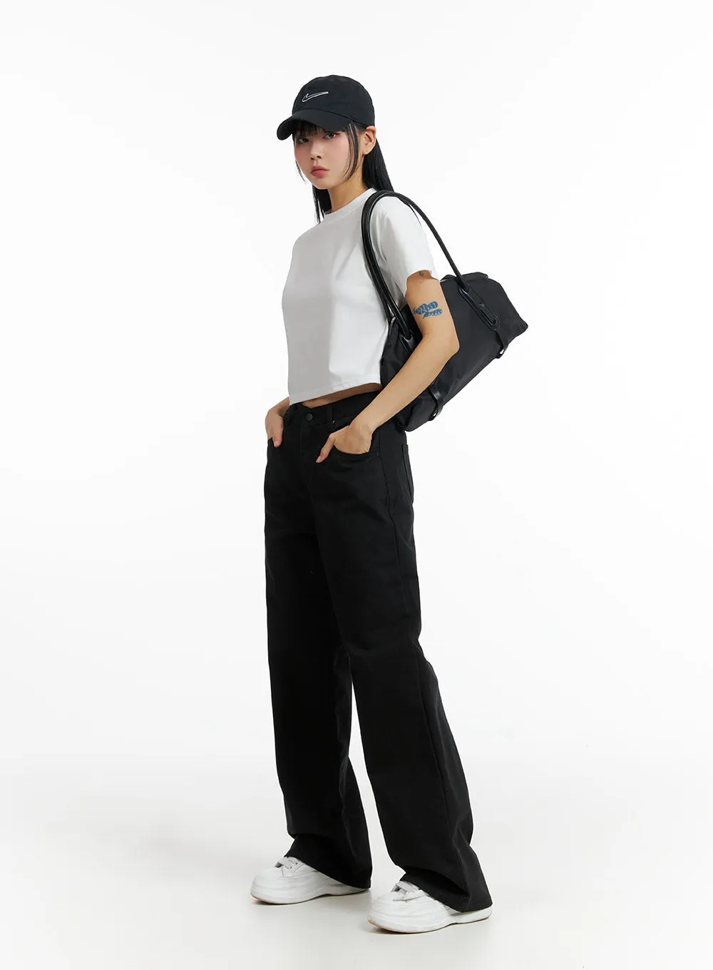 Solid Cotton Wide Leg Pants IF402