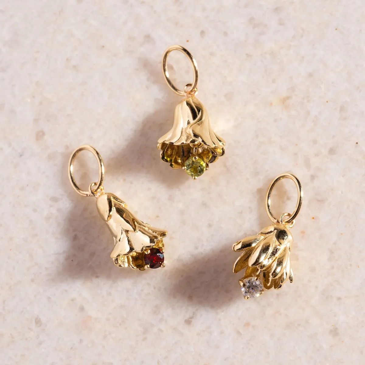 Solid Gold Birth Flower Bud Charm