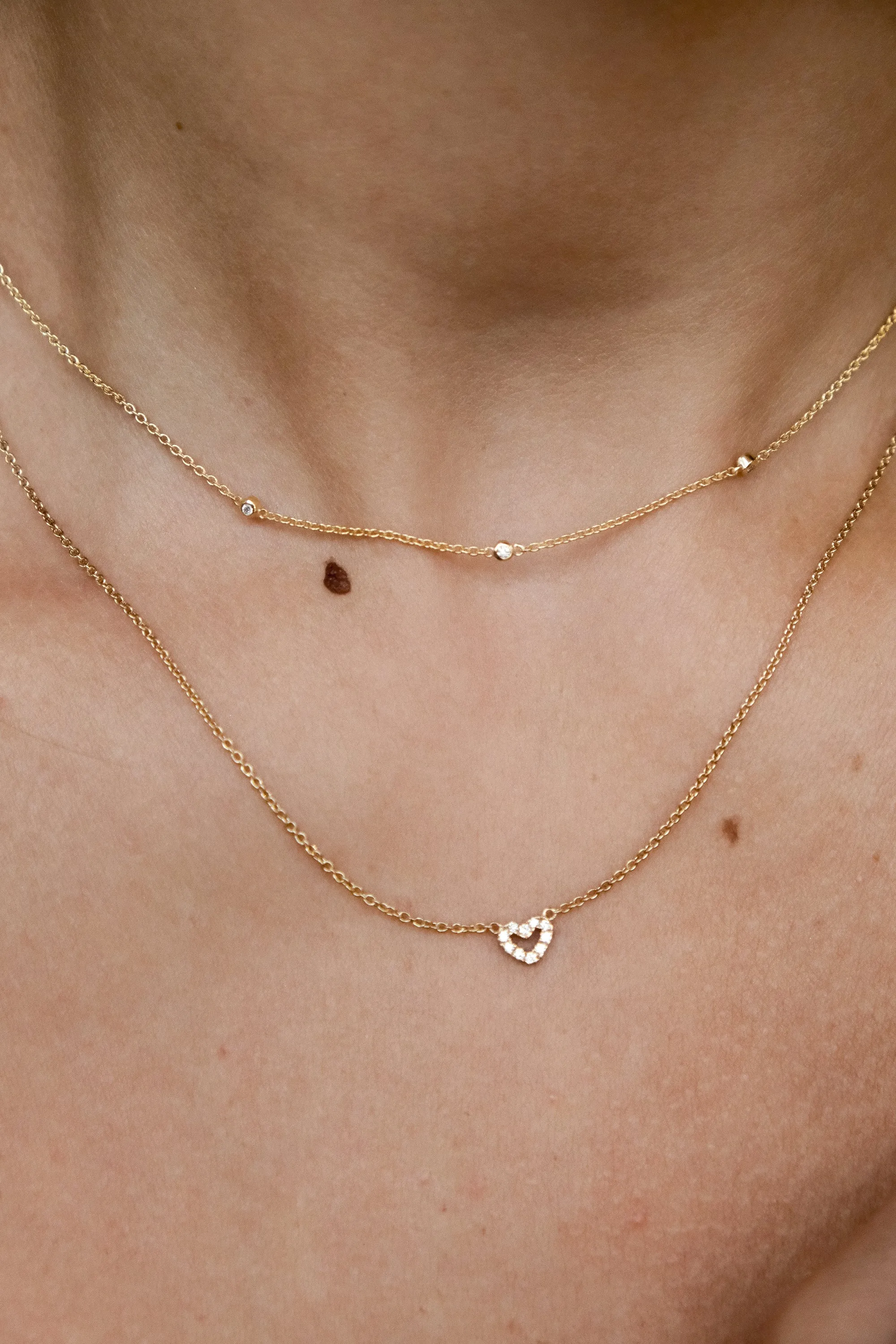 Solid Gold Diamond Heart Necklace