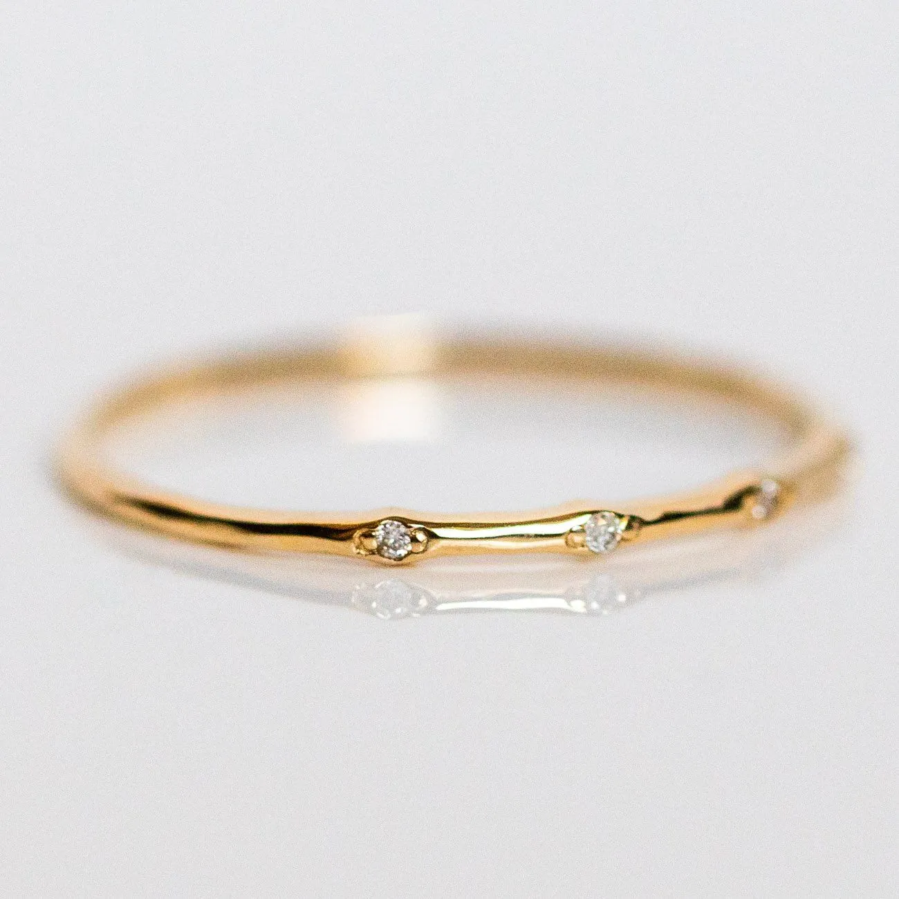 Solid Gold Textured Diamond Band