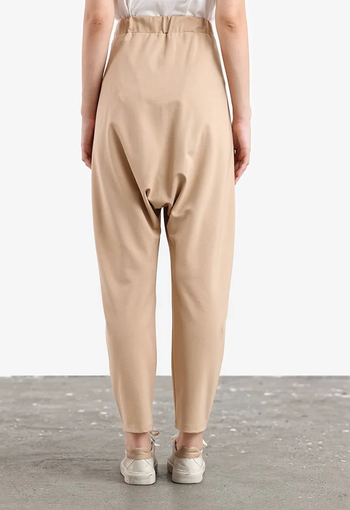 Solid Hi-Rise Tapered Leg Trouser