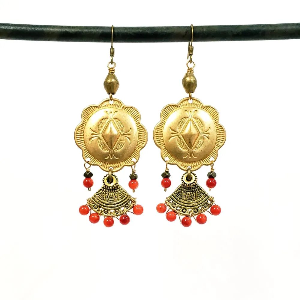 Southwestern Concho Fan Drop Earrings - more colors available