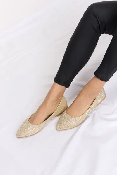 Spotlight Rhinestone Point Toe Flat Slip-Ons