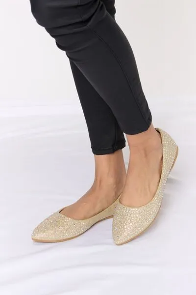 Spotlight Rhinestone Point Toe Flat Slip-Ons