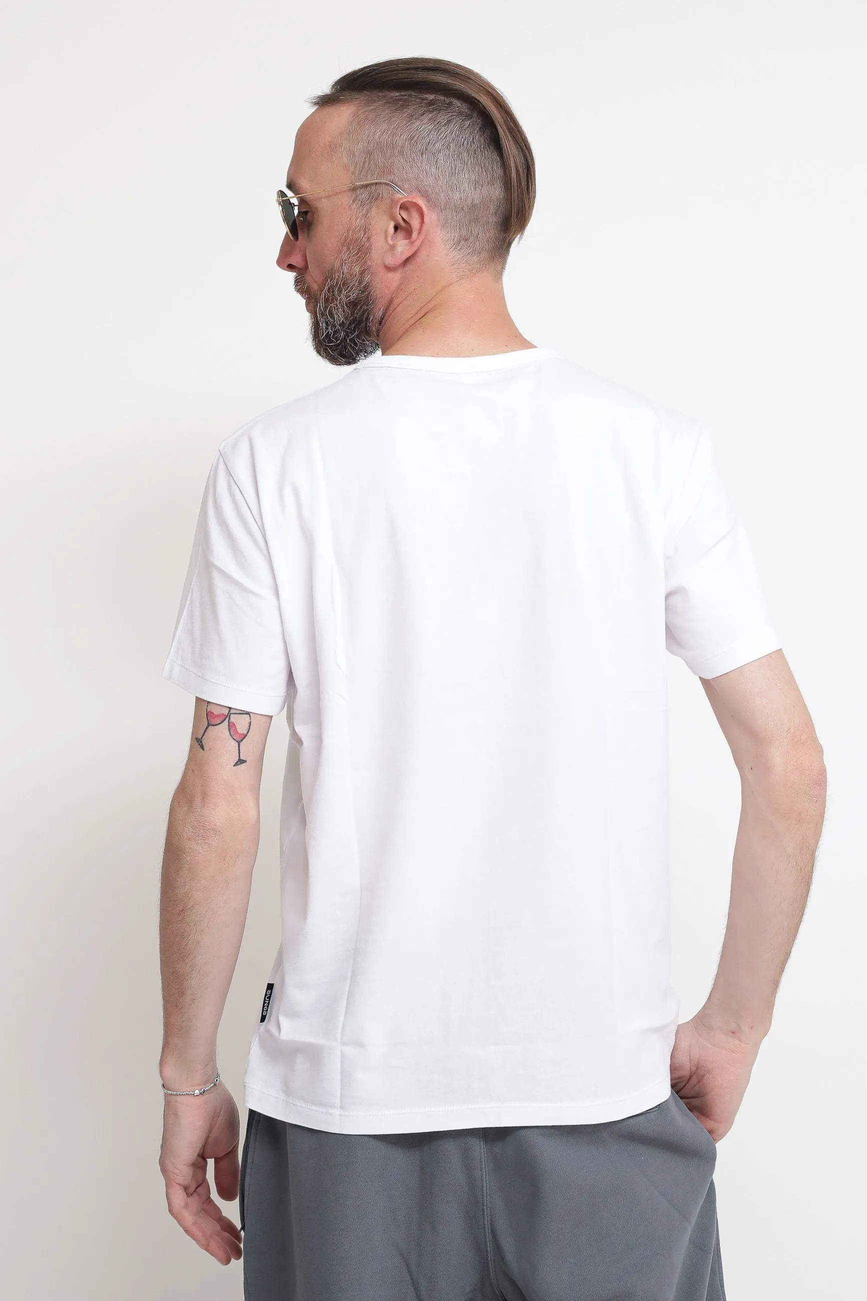 T-Shirt Round Solid Pocket - Bianco