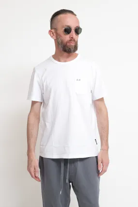 T-Shirt Round Solid Pocket - Bianco