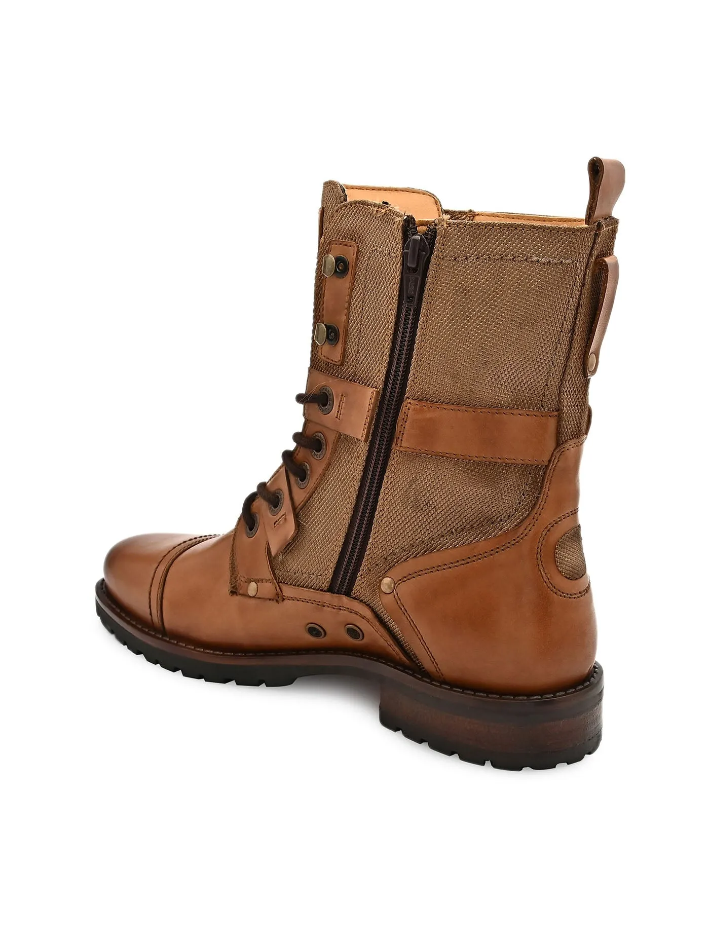 Tan Cap Toe Military Boots