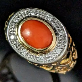 The Herndon - LeVian Vintage Coral Diamond 14k Gold Cocktail Ring