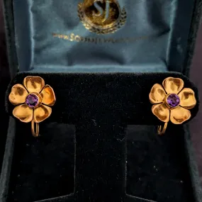 The Lyman - Harry S. Bick Vintage Amethyst 14k Gold Earrings