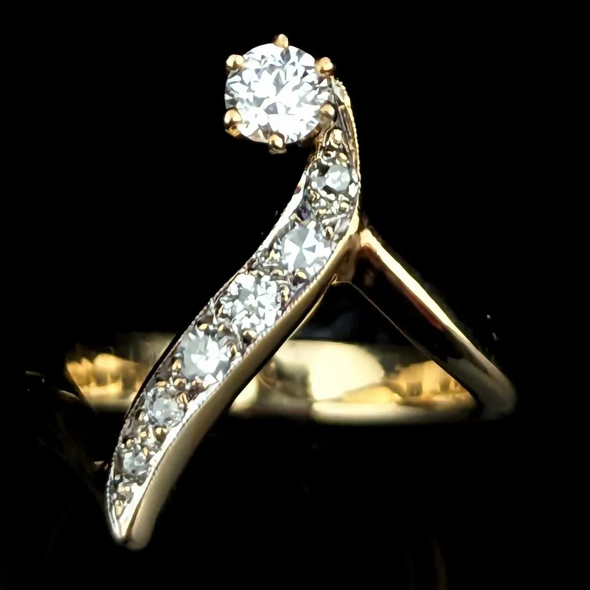 The Ottawa - Vintage Diamond Gold Cocktail Ring