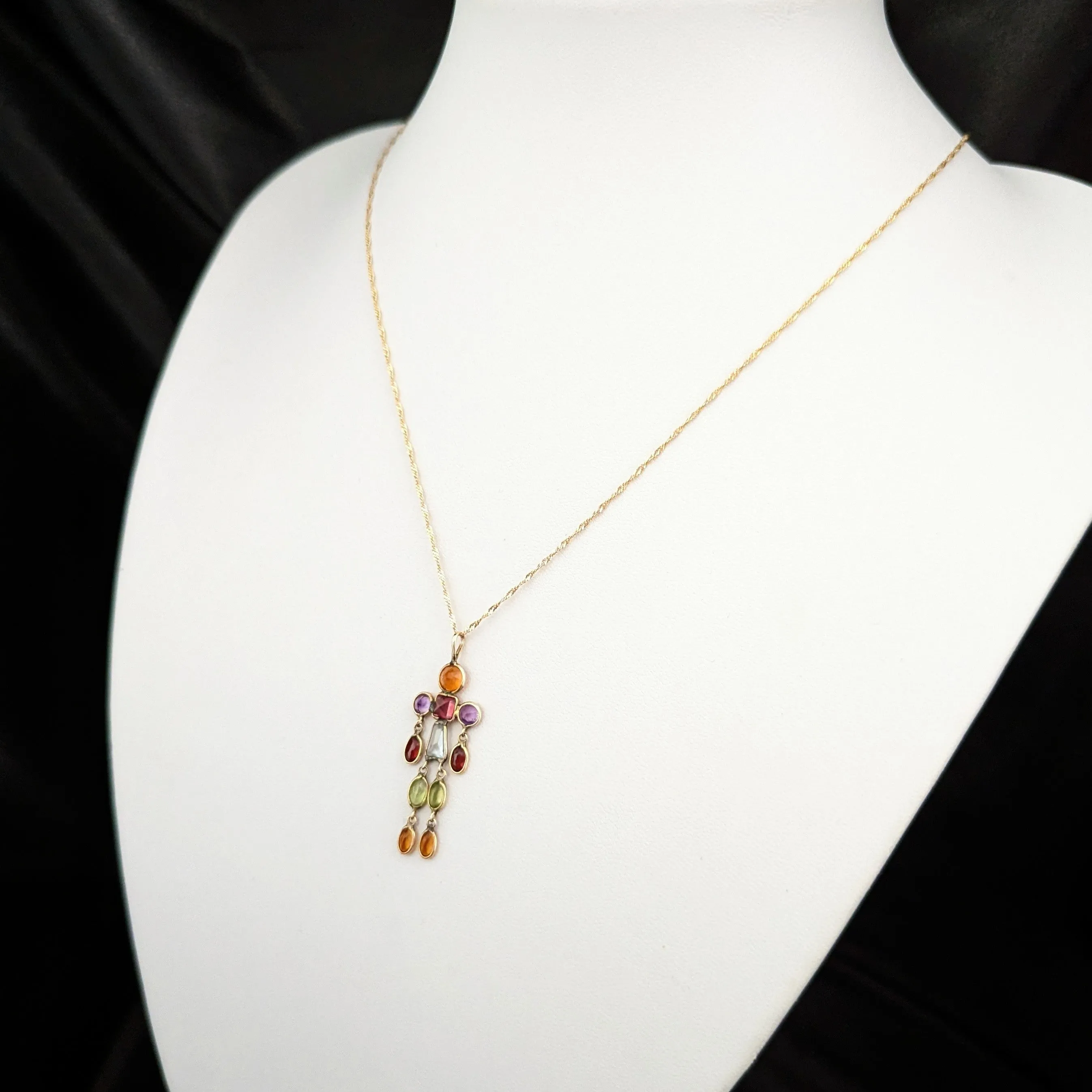 The Rogers - Estate Articulated Gemstone 14k Gold Pendant Chain