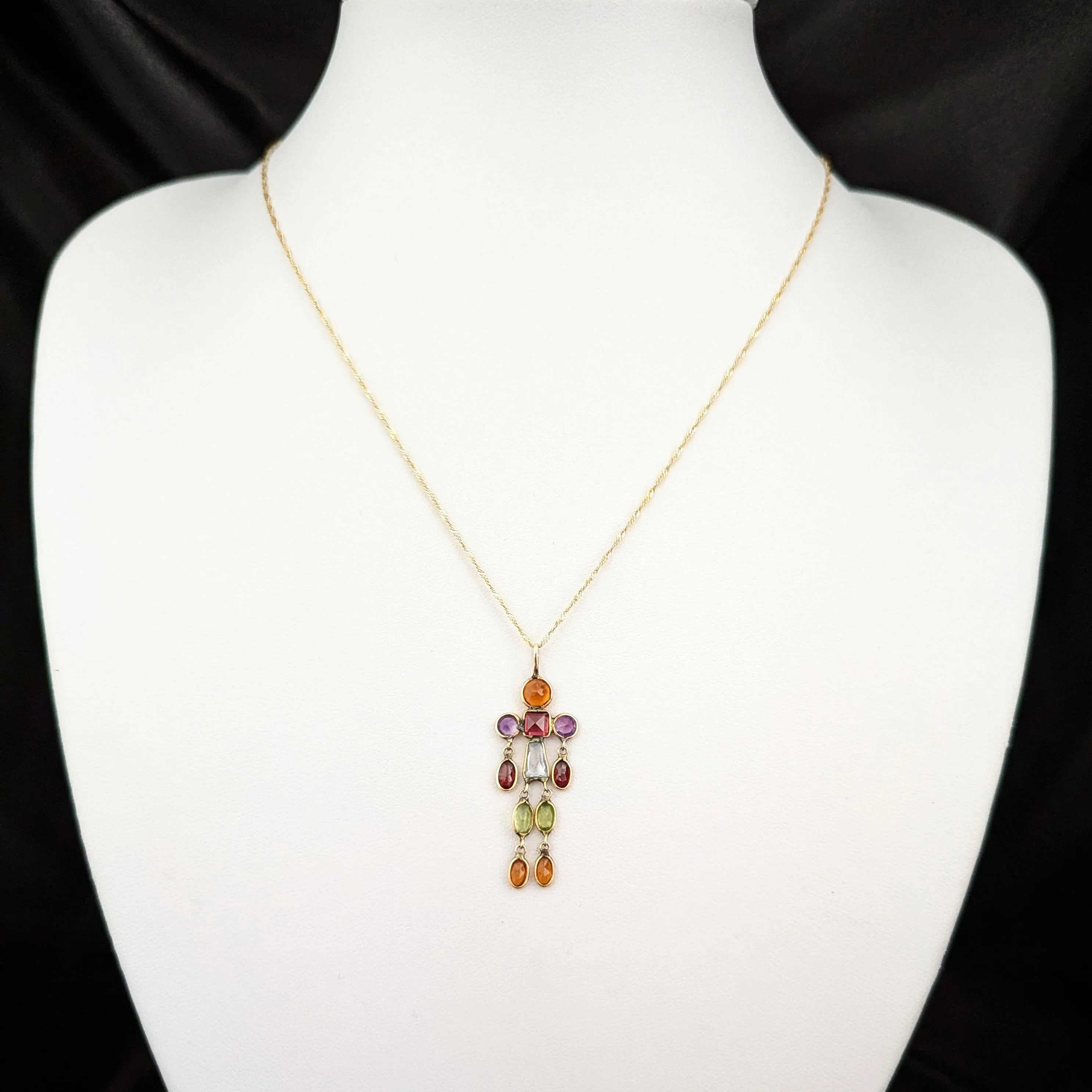 The Rogers - Estate Articulated Gemstone 14k Gold Pendant Chain