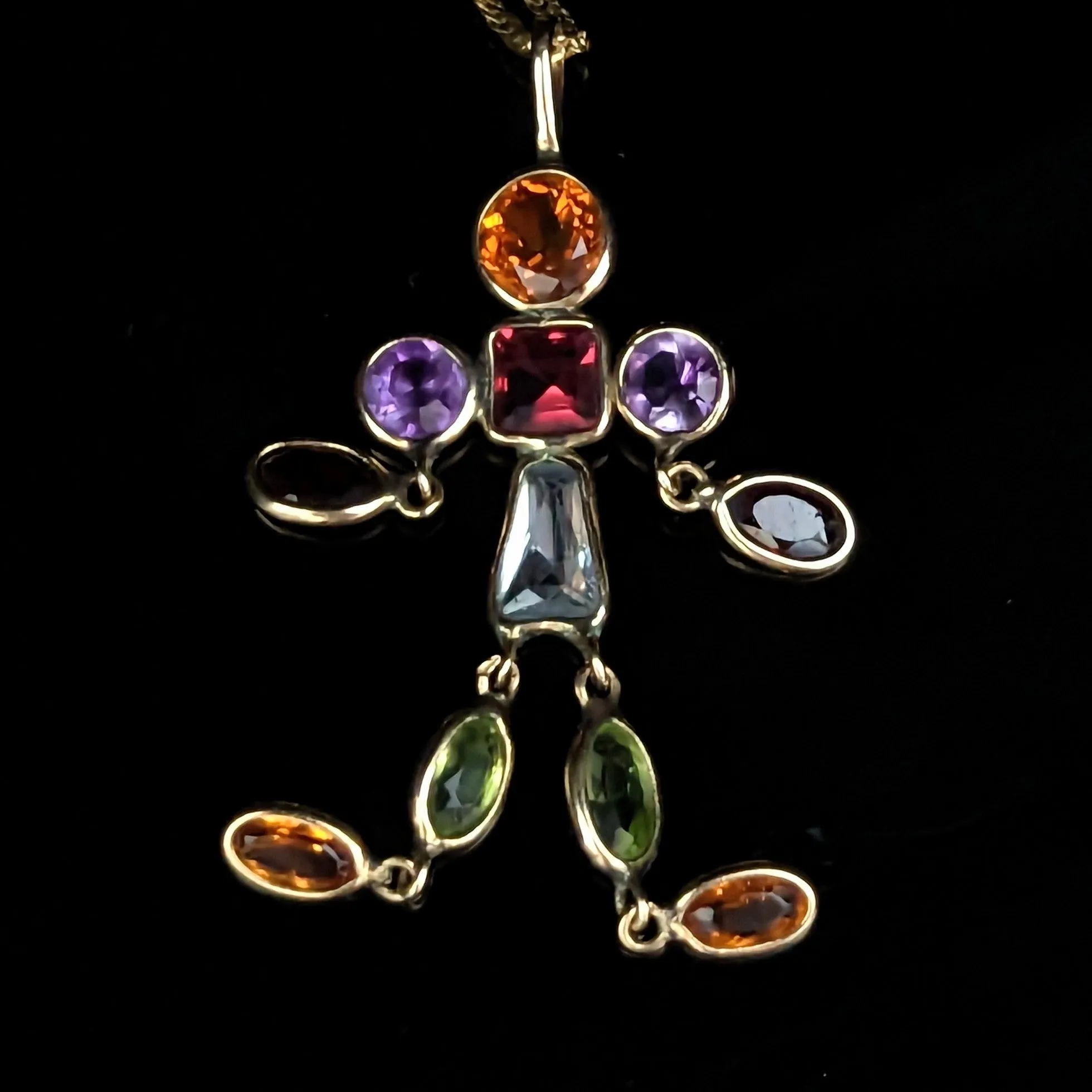 The Rogers - Estate Articulated Gemstone 14k Gold Pendant Chain