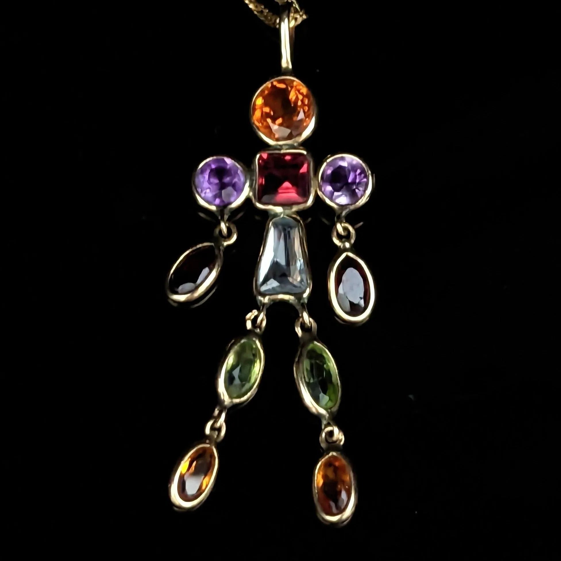 The Rogers - Estate Articulated Gemstone 14k Gold Pendant Chain