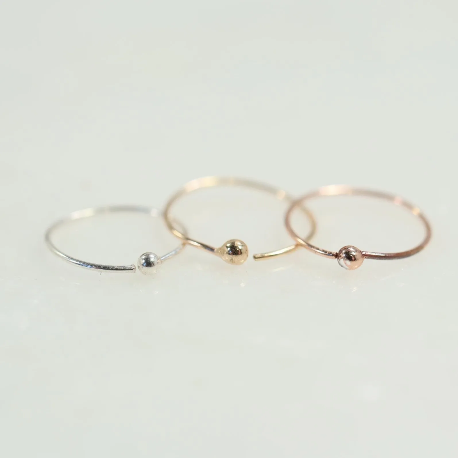 Thin Nose Ring Endless 24g - Ball, Choose Your Metal, Choose Your Size