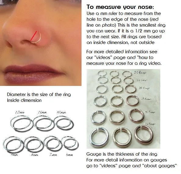 Thin Nose Ring Endless 24g - Ball, Choose Your Metal, Choose Your Size