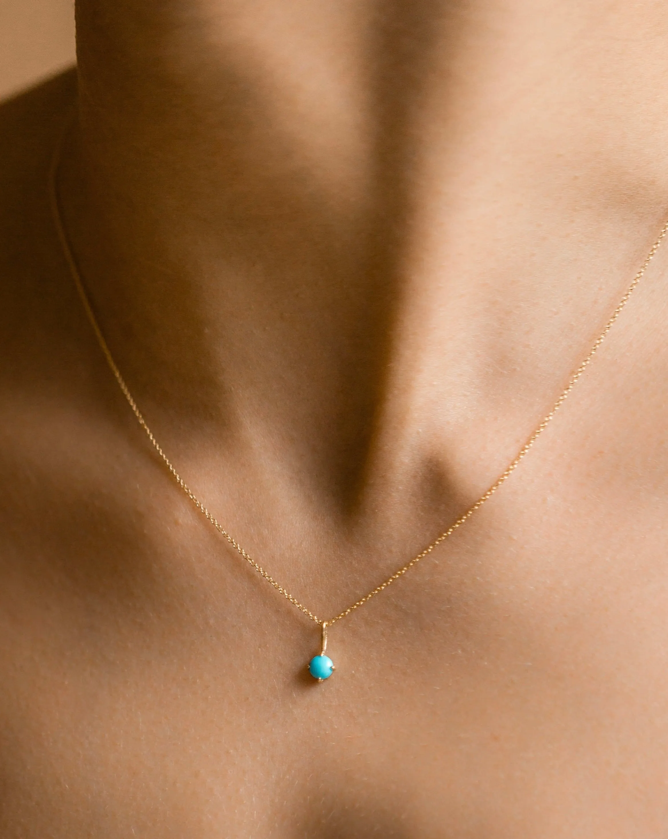 Turquoise Pendant - 14k Solid Gold