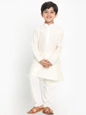 Vastramay Boy's Cream Kurta With Pyjama Set