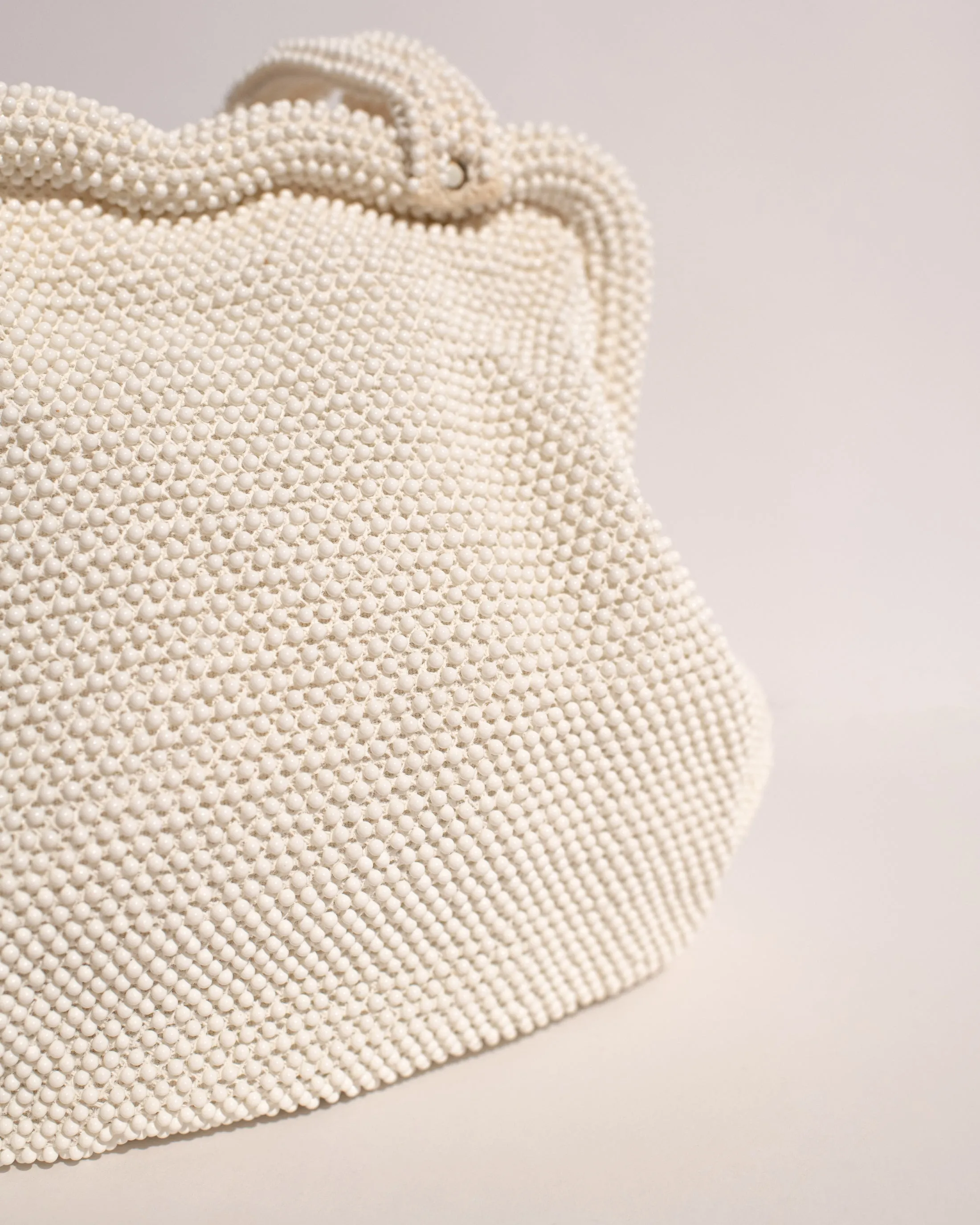 Vintage 1950 Creme Bubble Bead Bag