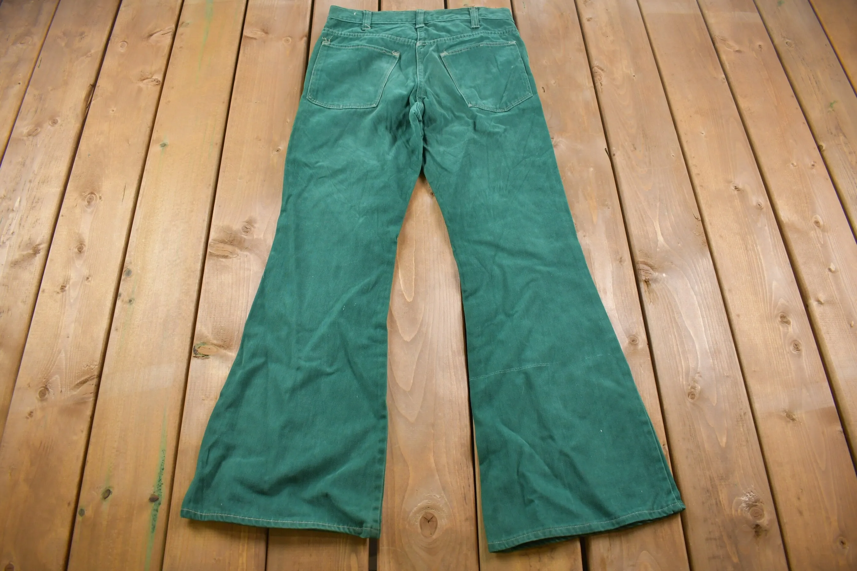 Vintage 1970s Green Bell Denim Bottoms 30 x 29 / Women's 70s Fashion / Made in USA / Rare Vintage / Streetwear Fashion / Vintage Pants