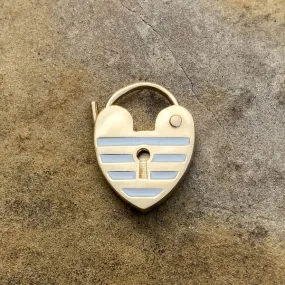 Vintage Enamel Heart Padlock Charm