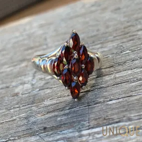 Vintage Sterling Silver Garnet Cluster Ring