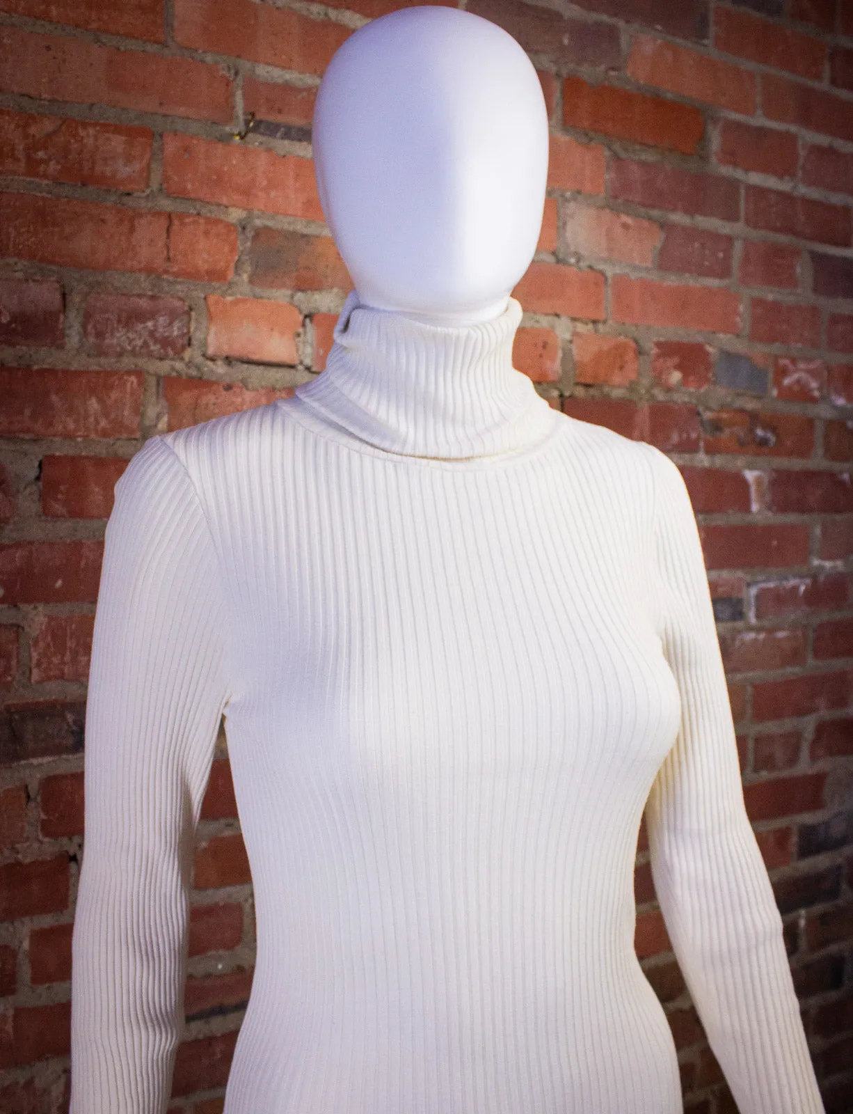 Vintage White Turtleneck Bodysuit 70s XS